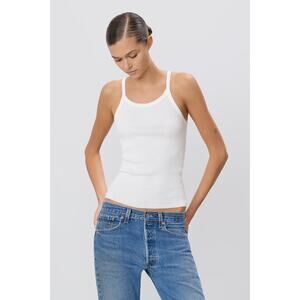 ÉTERNE Ribbed Cotton Tank Top - XS Ivory